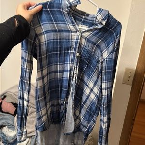 Blue and white flannel from Hollister- barely worn!